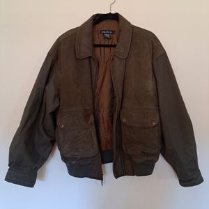 Vintage Nautica Leather Bomber Jacket